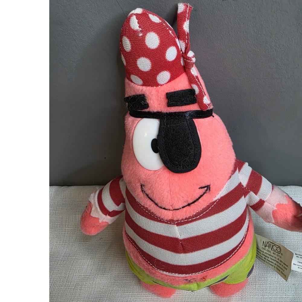Nanco 2003 SpongeBob SquarePants Pirate Patrick Star Plush Toy Pink 9"